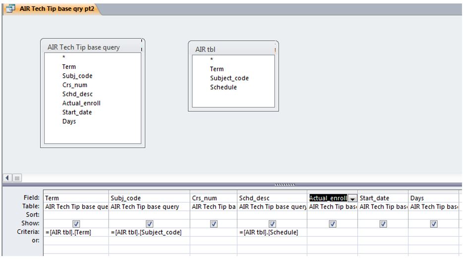 Table as Input Query 