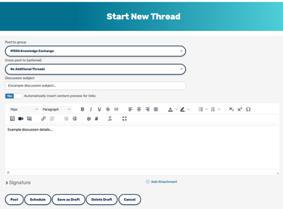 Figure 6. Start a New Thread form