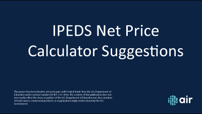 Net Price Calculator Suggestions