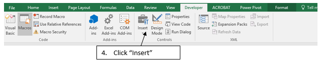 Insert using Developer tab
