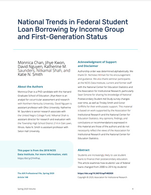 National Trends in Federal Student Loan Borrowing by Income Group and First-Generation Status