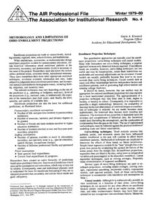 APF-004-1979-Winter_Methodology-and-Limitations-of-Ohio-Enrollment-Projections APF-004-1979-Winter_Methodology-and-Limitations-of-Ohio-Enrollment-Projections