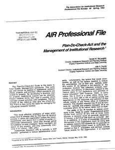APF-048-1993-Spring_Plan-Do-Check-Act-and-the-Management-of-Institutional-Research APF-048-1993-Spring_Plan-Do-Check-Act-and-the-Management-of-Institutional-Research