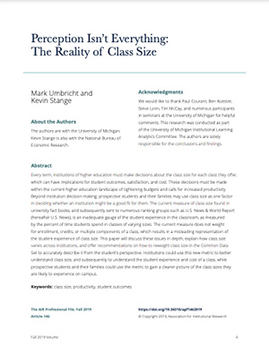 Perception Isn't Everything: The Reality of Class Size