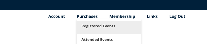 Registered events menu item