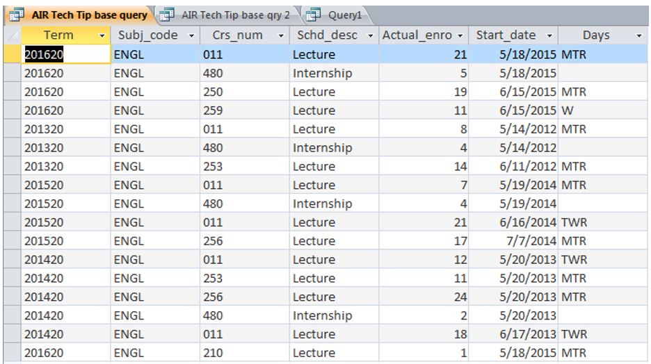 Microsoft Access Data Query 