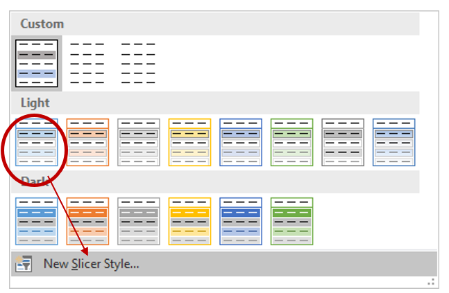 Slicer style options