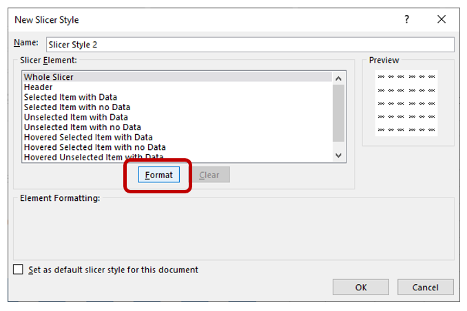 Format slicer style