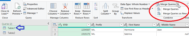 Figure 5. Merge Queries on the Home Tab