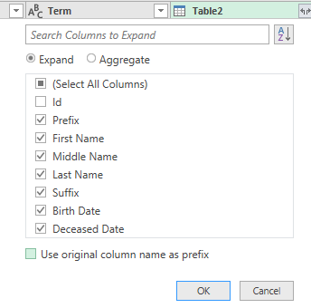 Figure 7. Selecting Which Fields to Add to the Merge