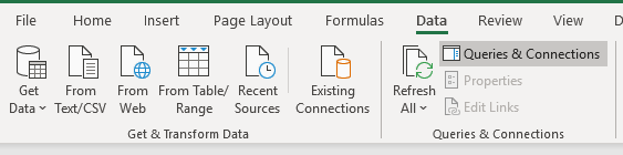 Figure 14. To Get the Queries & Connections Frame