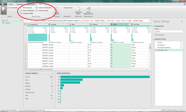 Enable data summaries example