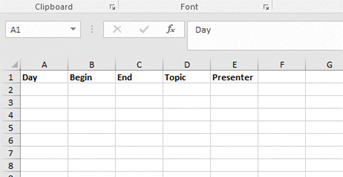 Blank Excel workbook 