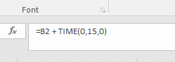 Time Excel function using 15 minutes