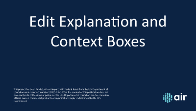 Explanation and Context Boxes